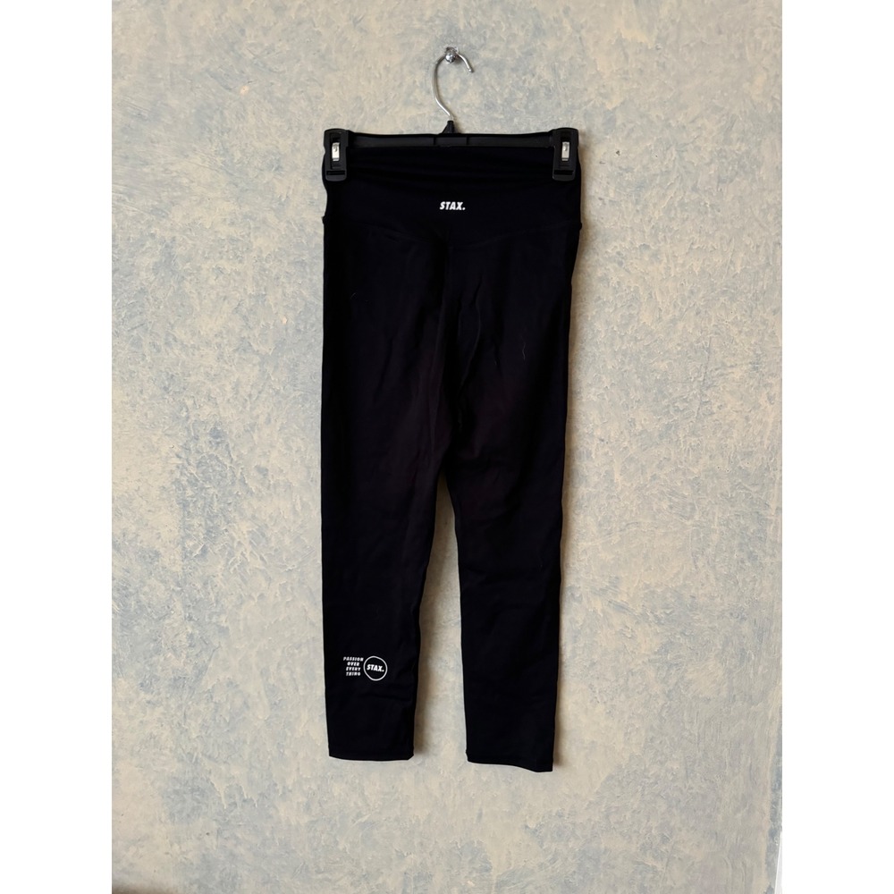STAX Women's Black 7/8 Length High-Waist Performance Leggings Size Small